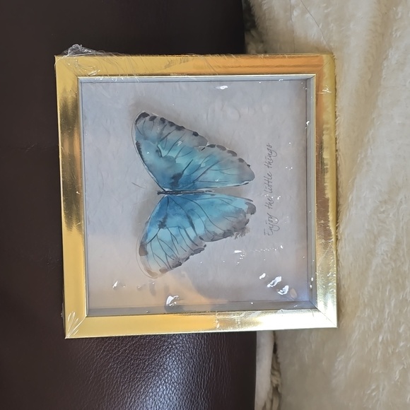 Framed Blue Butterfly Shadow Box - inspirational quote ENJOY THE LITTLE THINGS - Picture 11 of 11